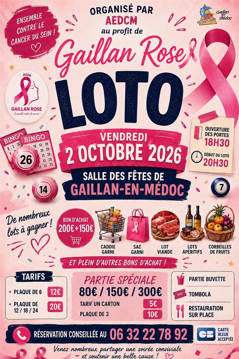 Octobre rose 2026 : loto Gaillan Rose