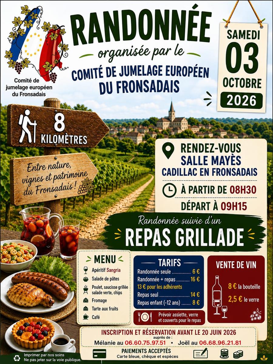 Randonnée avec repas ... - Crédit: comité de jumelage européen du fronsadais | CC BY-NC-ND 4.0