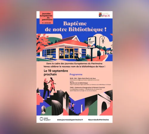 Baptême de la bibliothèque de Haux dans le cadre des Journées européennes du Patrimoine - avec visite de l'église et marche