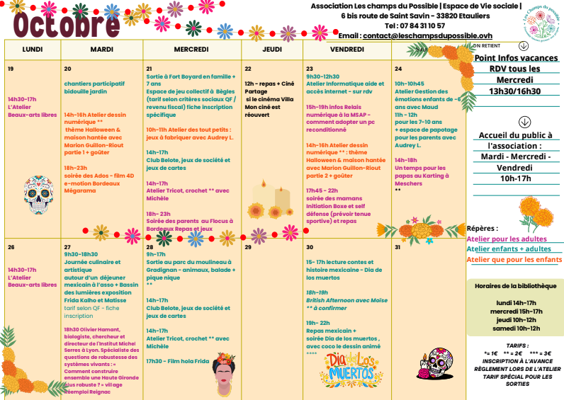 Programme du mois d'octobre "Les champs du possible"