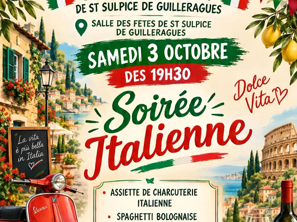 Soirée italienne à Sa ... - Crédit: Mairie de Saint-Sulpice de Guilleragues | CC BY-NC-ND 4.0