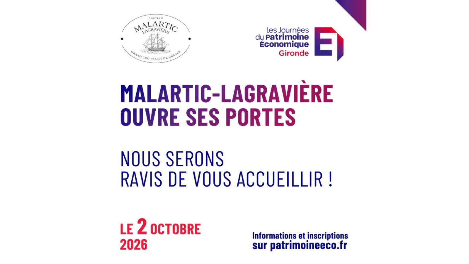 Les Journées du Patrimoine Economique - Château Malartic-Lagravière