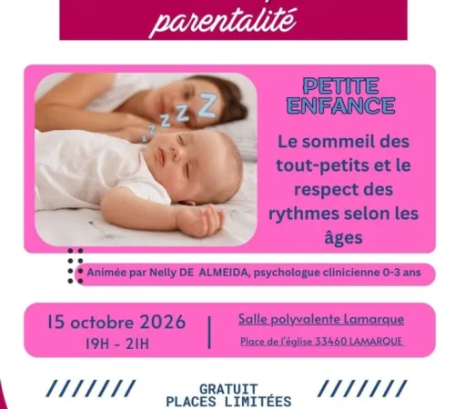 Conférence parentalité CDC Médoc Estuaire : Sommeil des tout-petits et rythmes