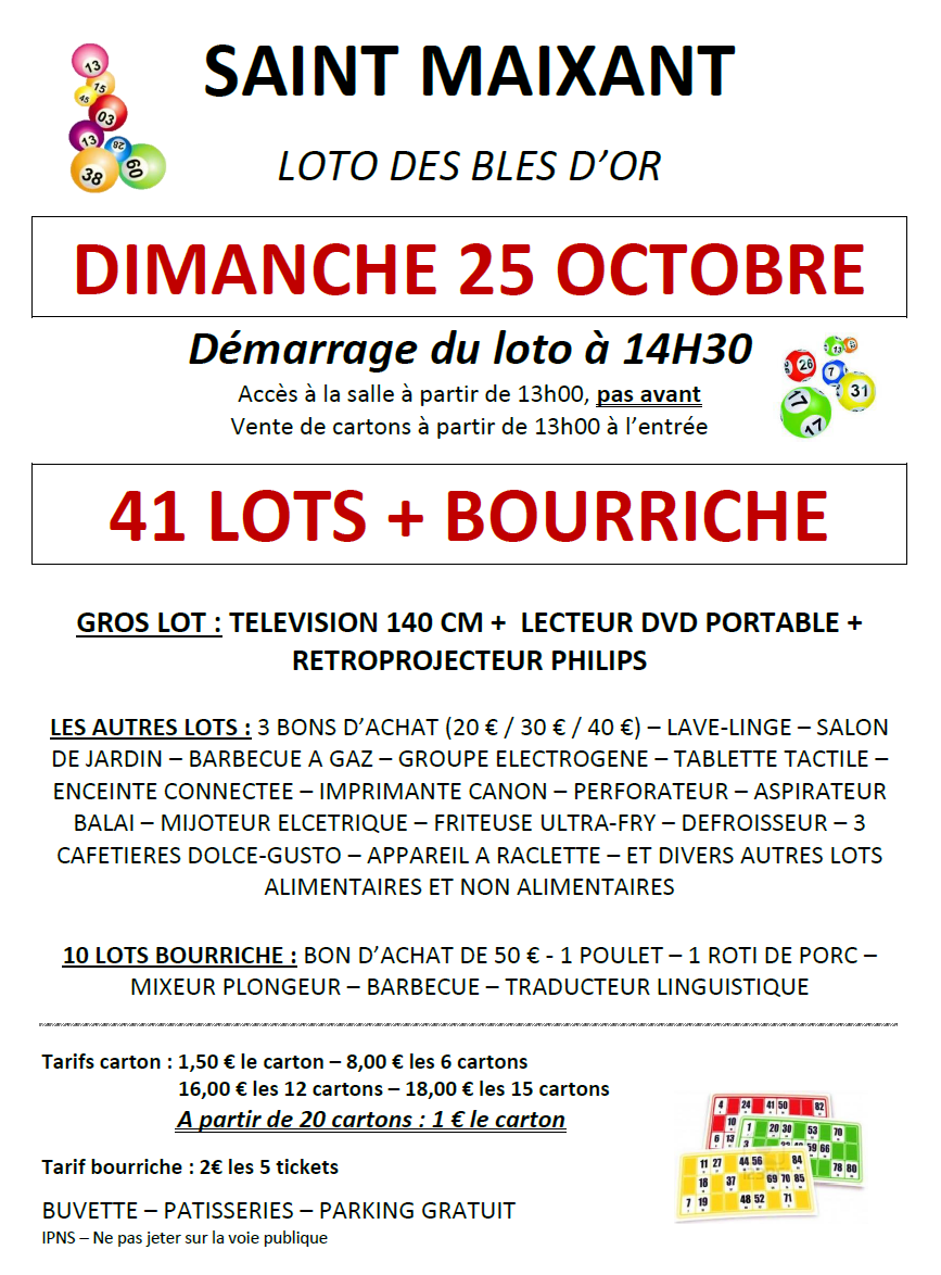 Loto Association Club des Blés d'Or de Saint-Maixant