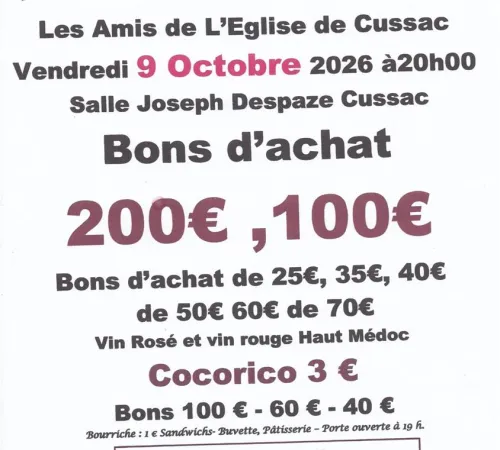 Super Loto des Amis de l'Eglise de Cussac