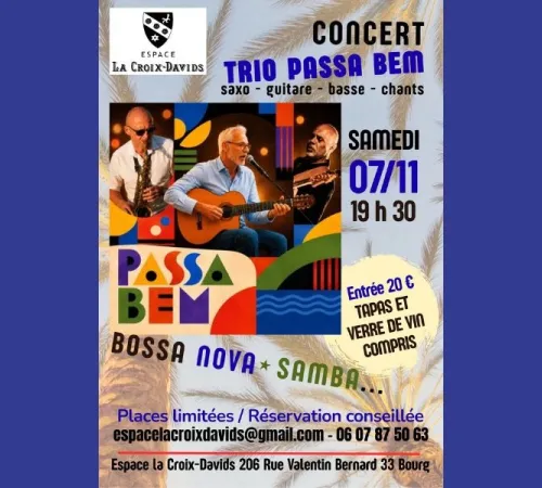 Concert Trio Passa Bem à l'Espace La Croix-Davids