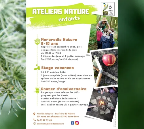 Programme des ateliers et stages d'Ô Jardin des Kamis