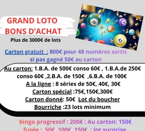 GRAND LOTO SPECIAL BON D ACHATS 46 LOTS+JEUX