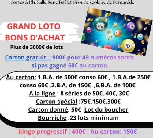 GRAND LOTO SPECIAL BON D ACHATS 46 LOTS+JEUX