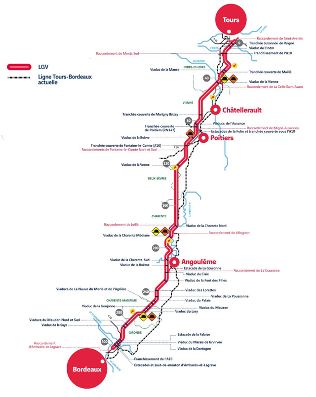 Carte LGV Paris-Bordeaux